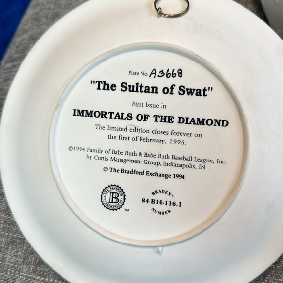 Babe Ruth & Lou Gehrig Immortals of the Diamond Limited Edition Plates - Picture 8 of 10